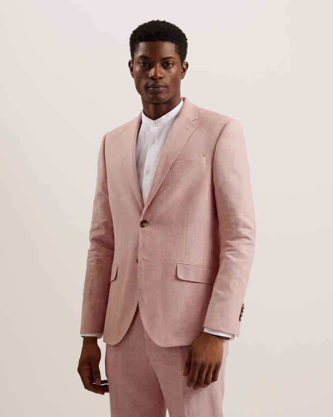 Blazer Ted Baker Slim Fit Linen Rose Clair Homme | JHL-25932867